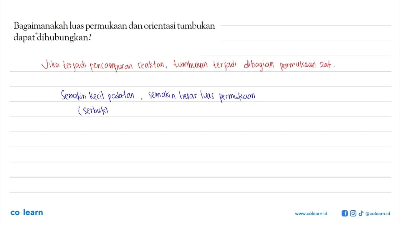 Bagaimanakah luas permukaan dan orientasi tumbukan dapat