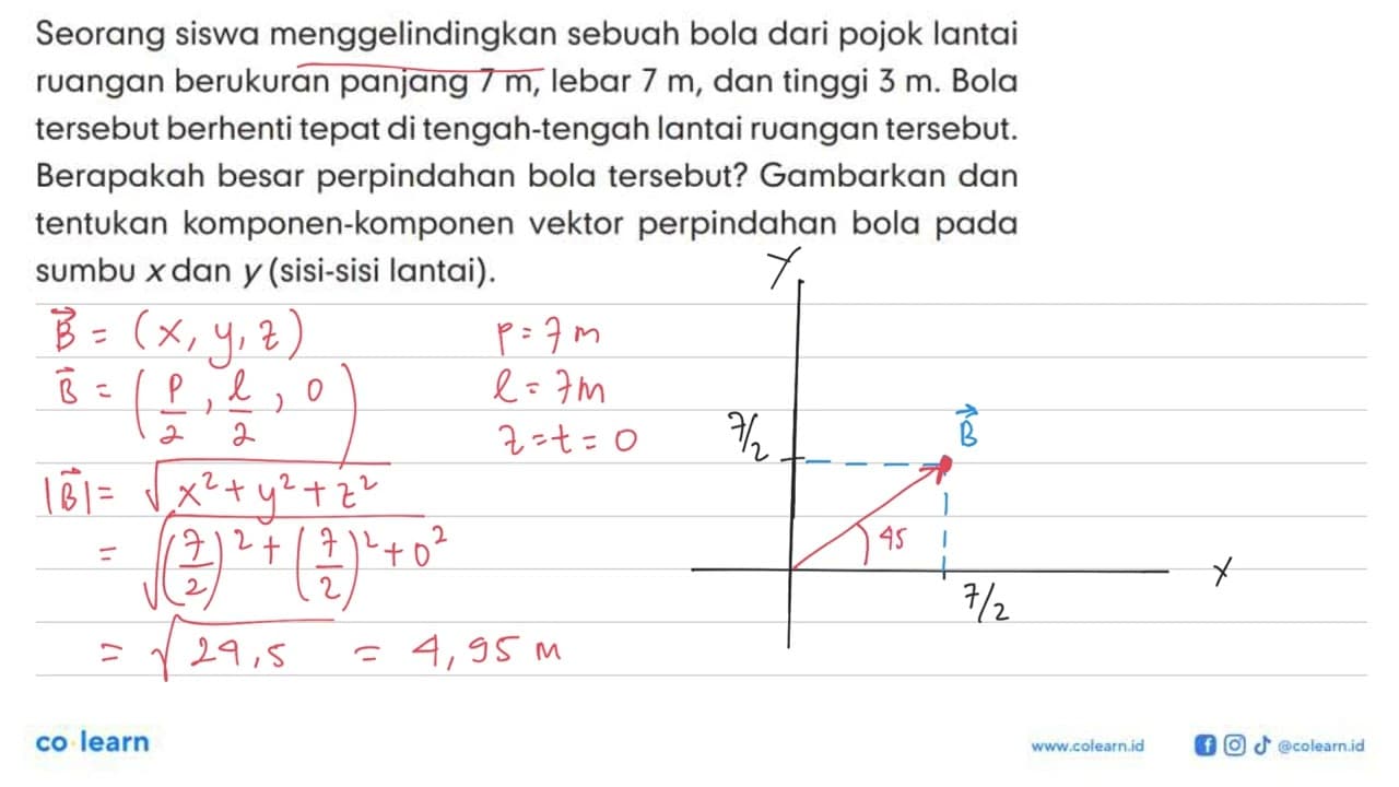 Seorang siswa menggelindingkan sebuah bola dari pojok