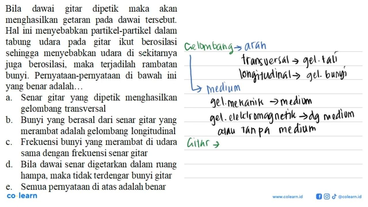 Bila dawai gitar dipetik maka akan menghasilkan getaran