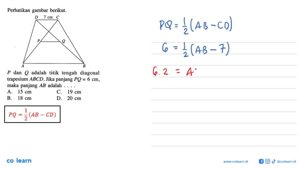 Perhatikan gambar berikut.D 7 cm CP QA BP dan Q adalah