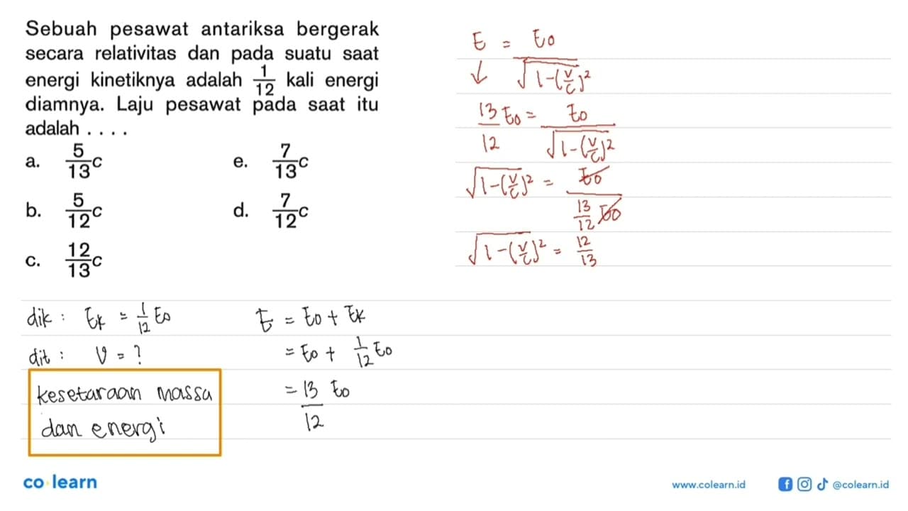 Sebuah pesawat antariksa bergerak secara relativitas dan