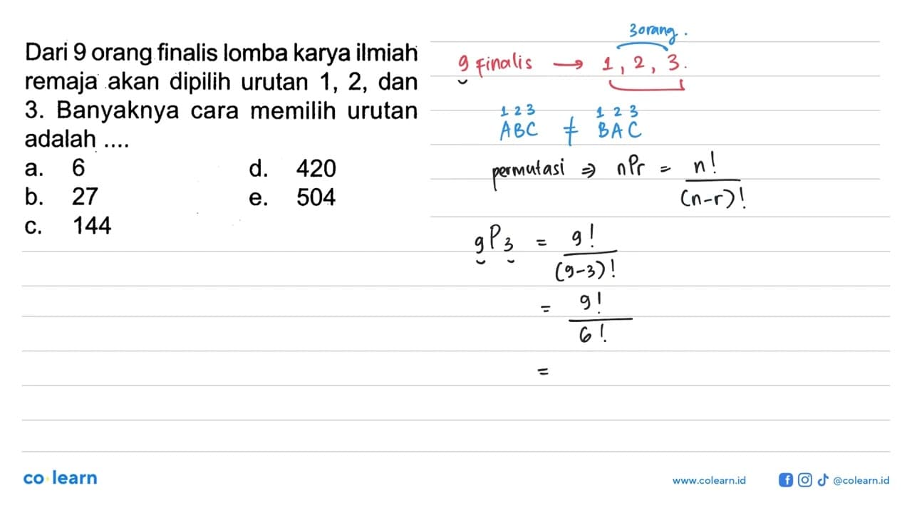Dari 9 orang finalis lomba karya ilmiah remaja akan dipilih