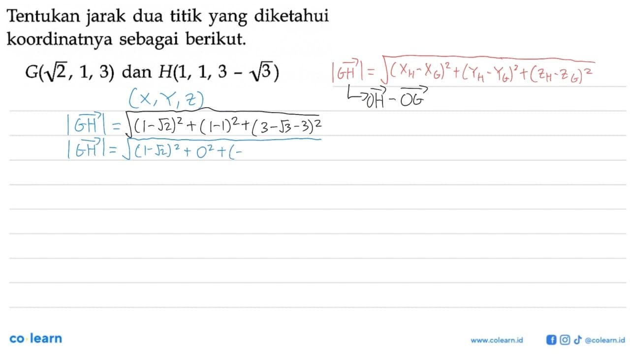 Tentukan jarak dua titik yang diketahui koordinatnya