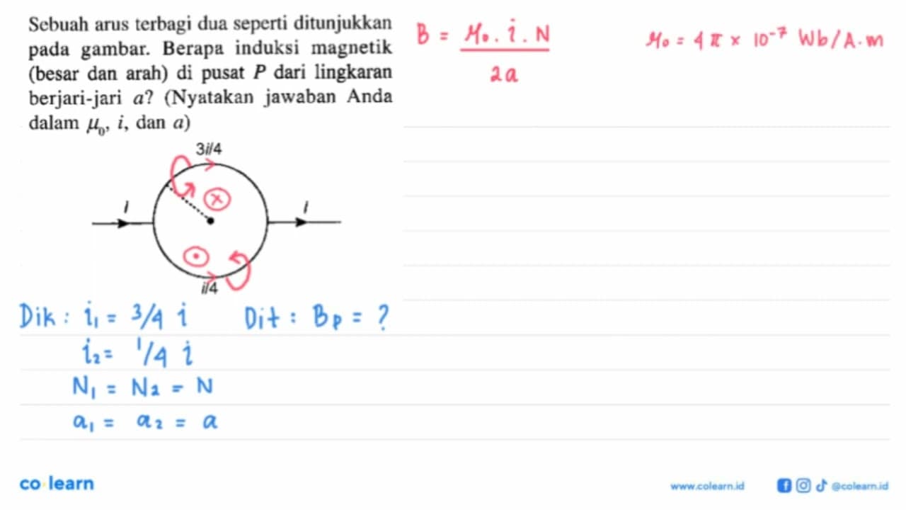 Sebuah arus terbagi dua seperti ditunjukkan pada gambar.