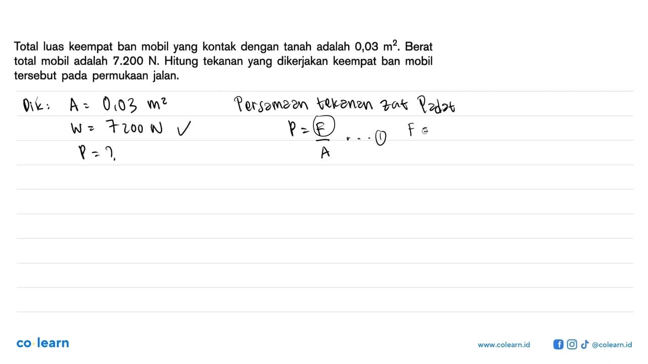 Total luas keempat ban mobil yang kontak dengan tanah