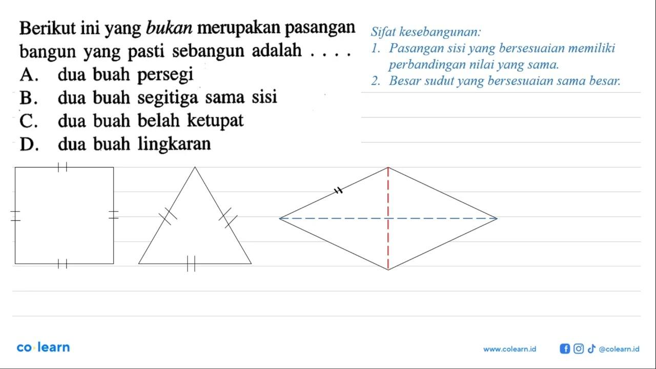 Berikut ini yang bukan merupakan pasangan bangun yang pasti