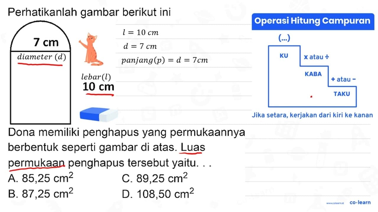 Perhatikanlah gambar berikut ini 7 cm 10 cm Dona memiliki