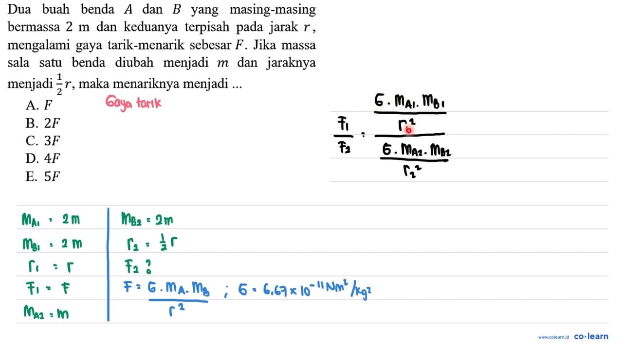 Dua buah benda A dan B yang masing-masing bermassa 2 m dan