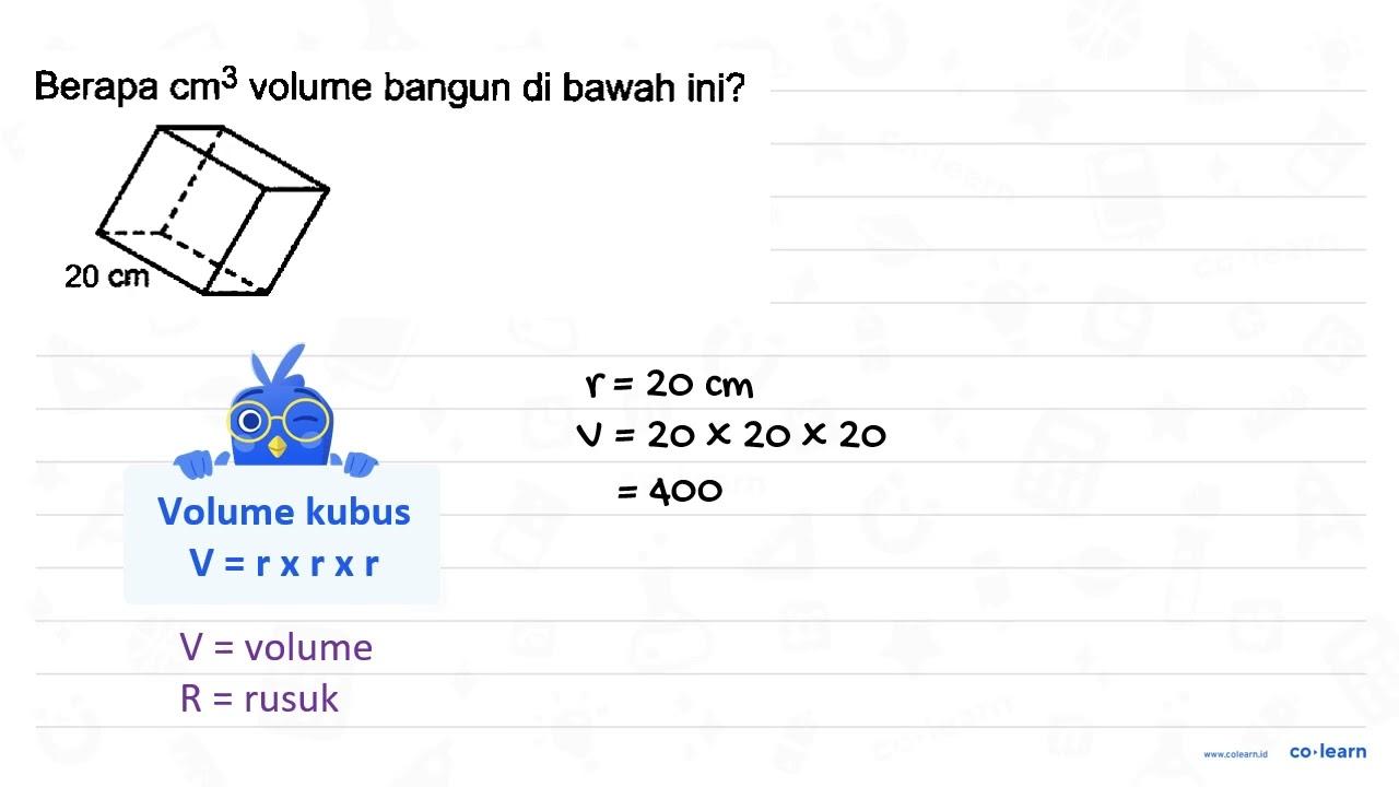 Berapa cm^(3) volume bangun di bawah ini?