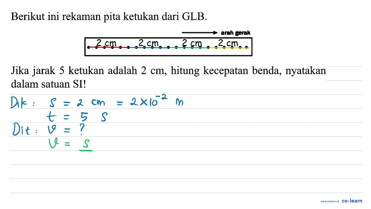 Berikut ini rekaman pita ketukan dari GLB. arah gerak Jika