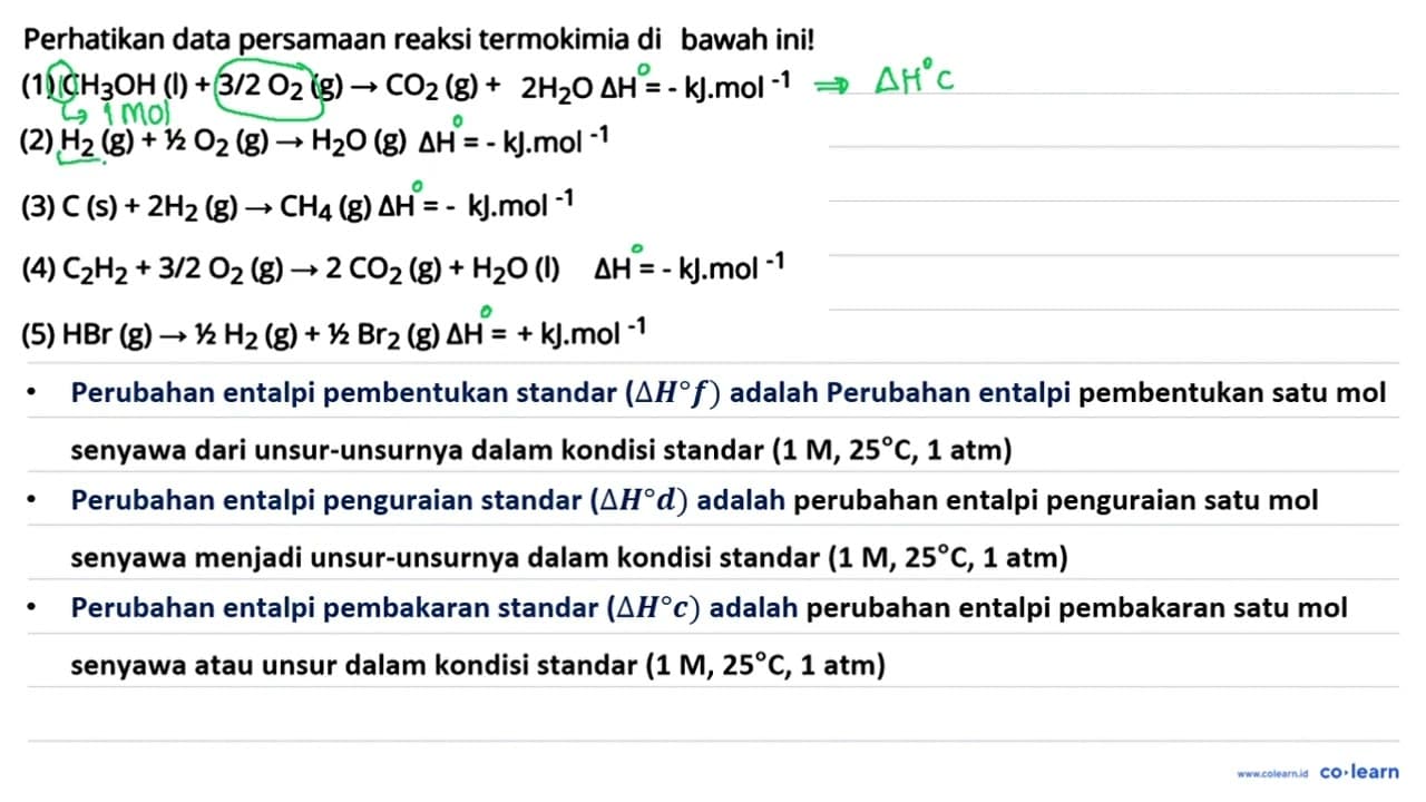 Perhatikan data persamaan reaksi termokimia di bawah ini!