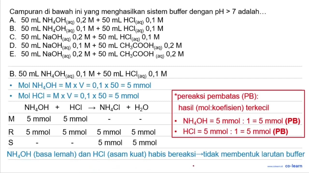 Campuran di bawah ini yang menghasilkan sistem buffer