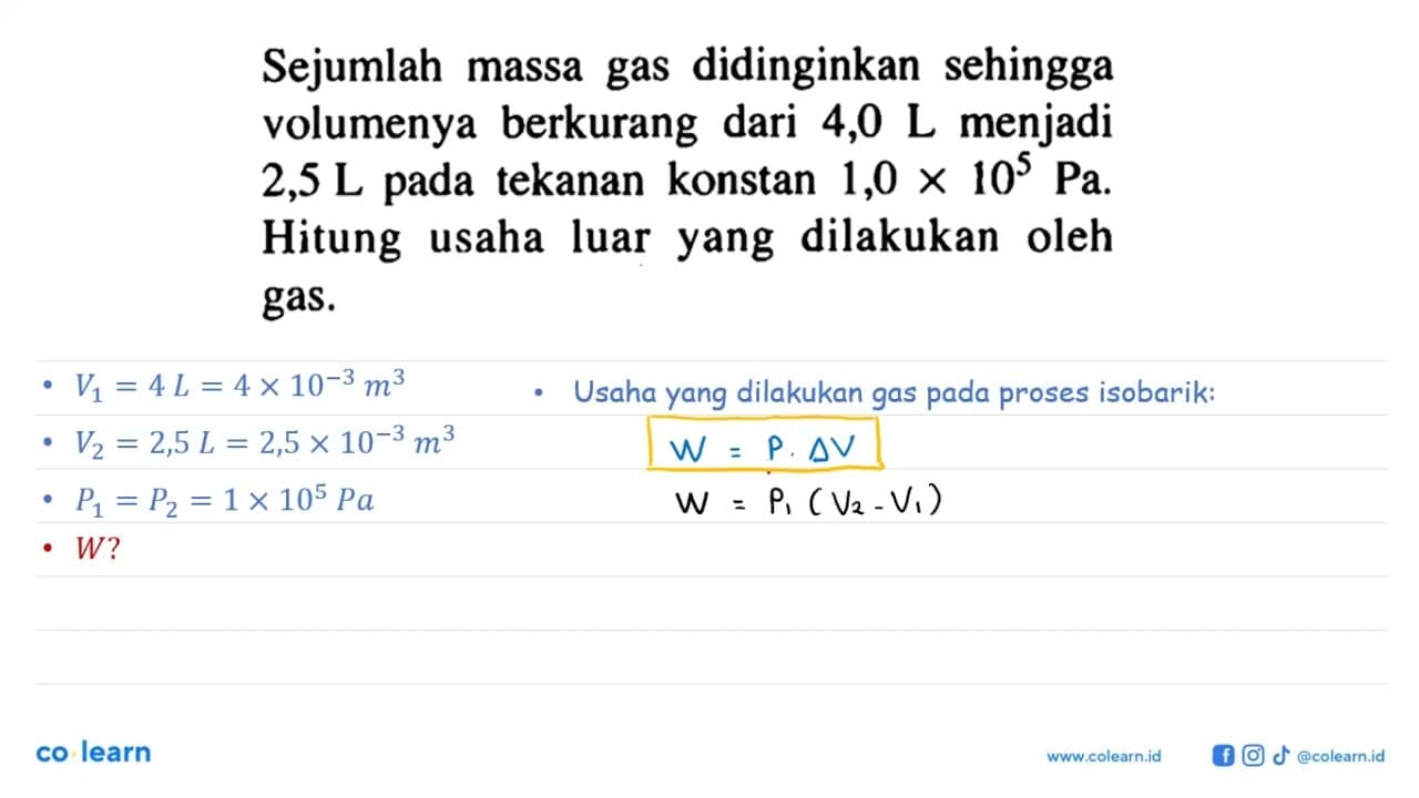 Sejumlah massa gas didinginkan sehingga volumenya berkurang