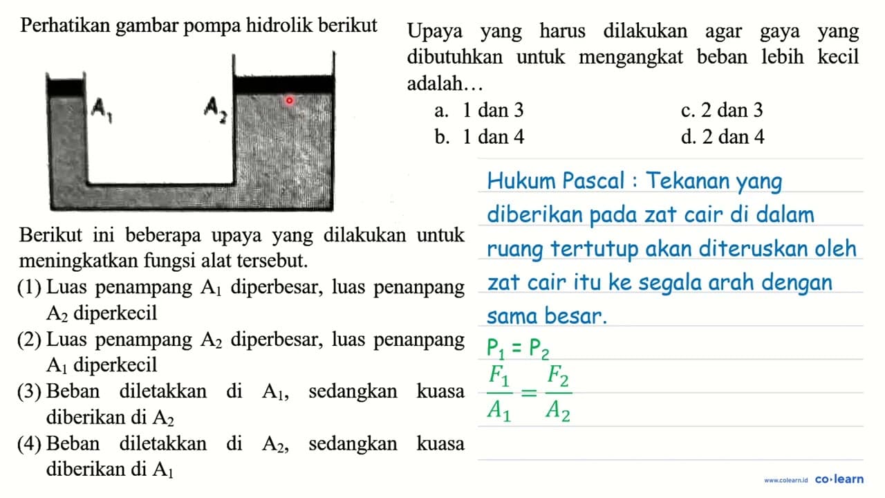 Perhatikan gambar pompa hidrolik berikut Berikut ini