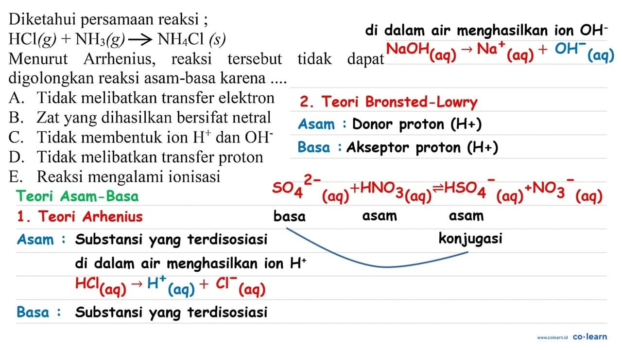 Diketahui persamaan reaksi; HCl(g)+NH3(g) -> NH4 Cl(s)