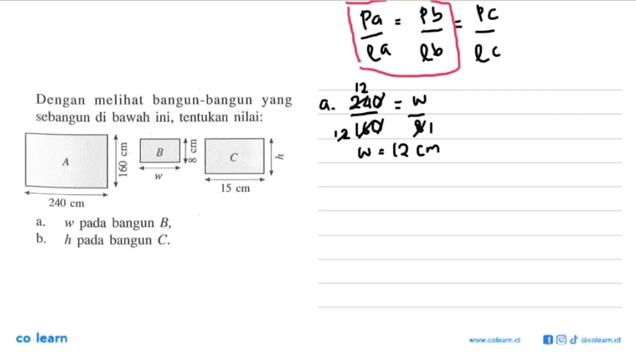 Dengan melihat bangun-bangun yang sebangun di bawah ini,