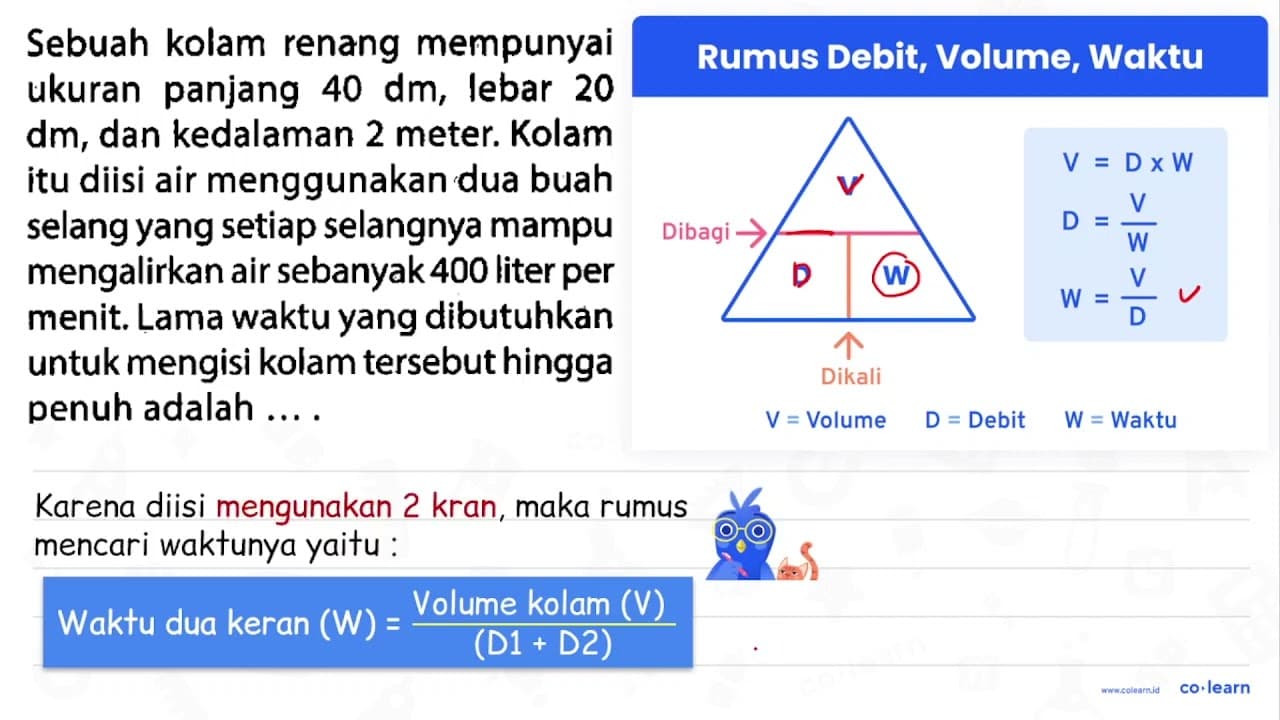 Sebuah kolam renang mempunyai ukuran panjang 40 dm , lebar