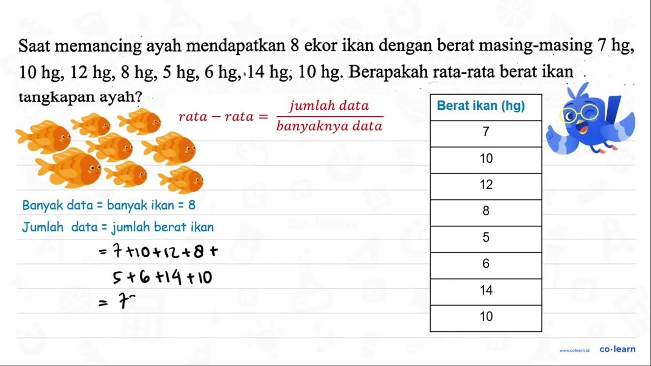 Saat memancing ayah mendapatkan 8 ekor ikan dengan berat