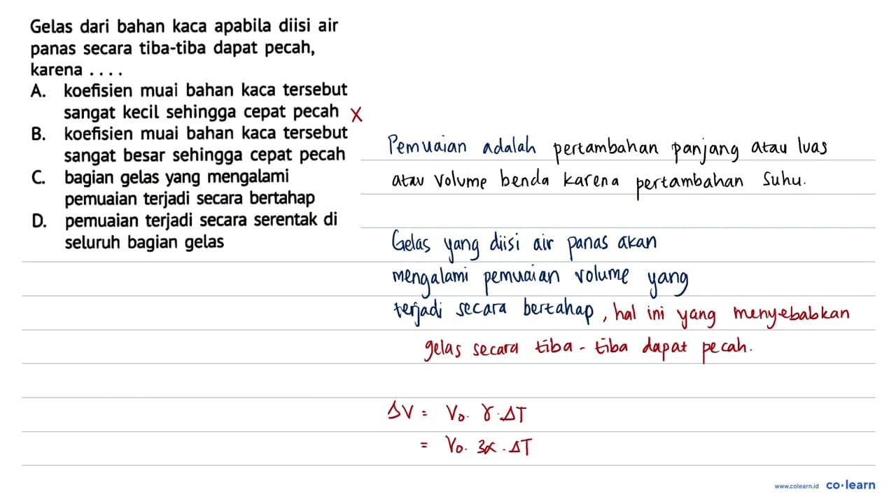 Gelas dari bahan kaca apabila diisi air panas secara