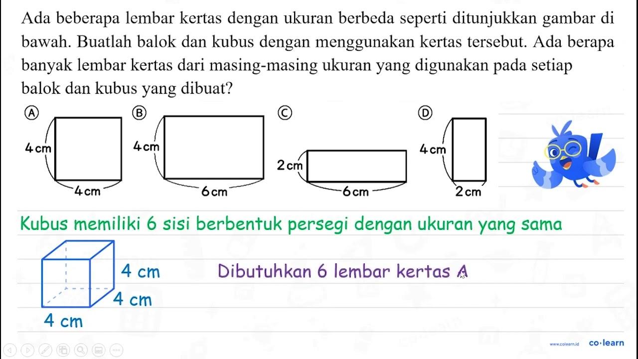 Ada beberapa lembar kertas dengan ukuran berbeda seperti