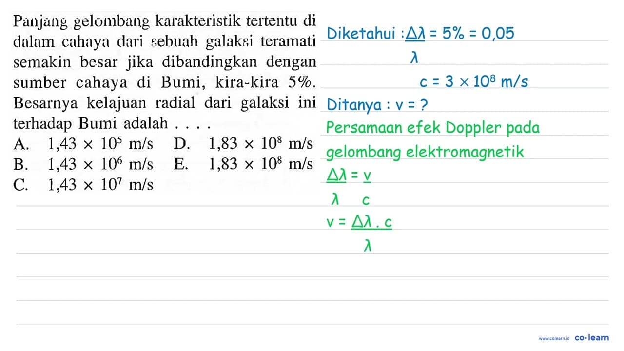 Panjang gelombang karakteristik tertentu di dalam cahaya