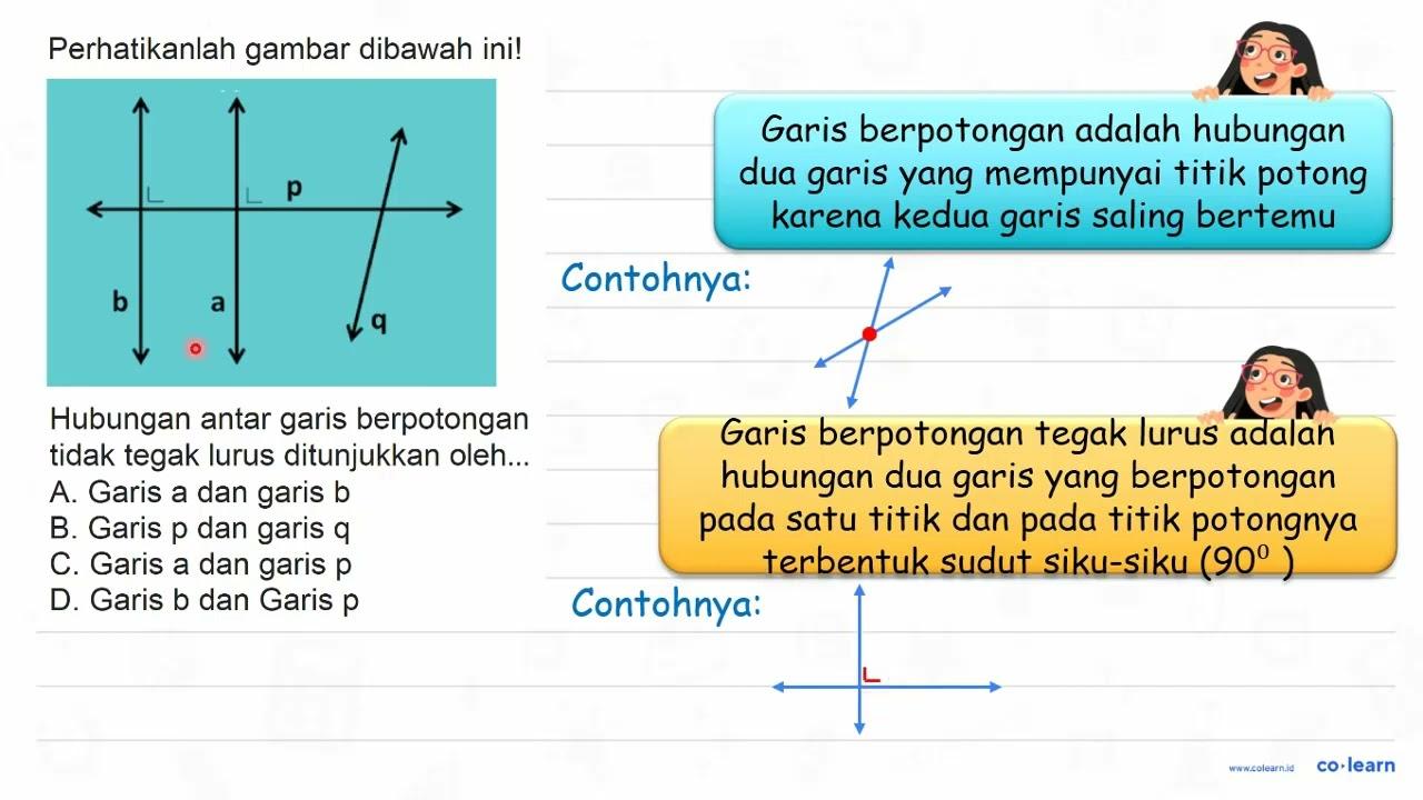 Perhatikanlah gambar dibawah ini! Hubungan antar garis