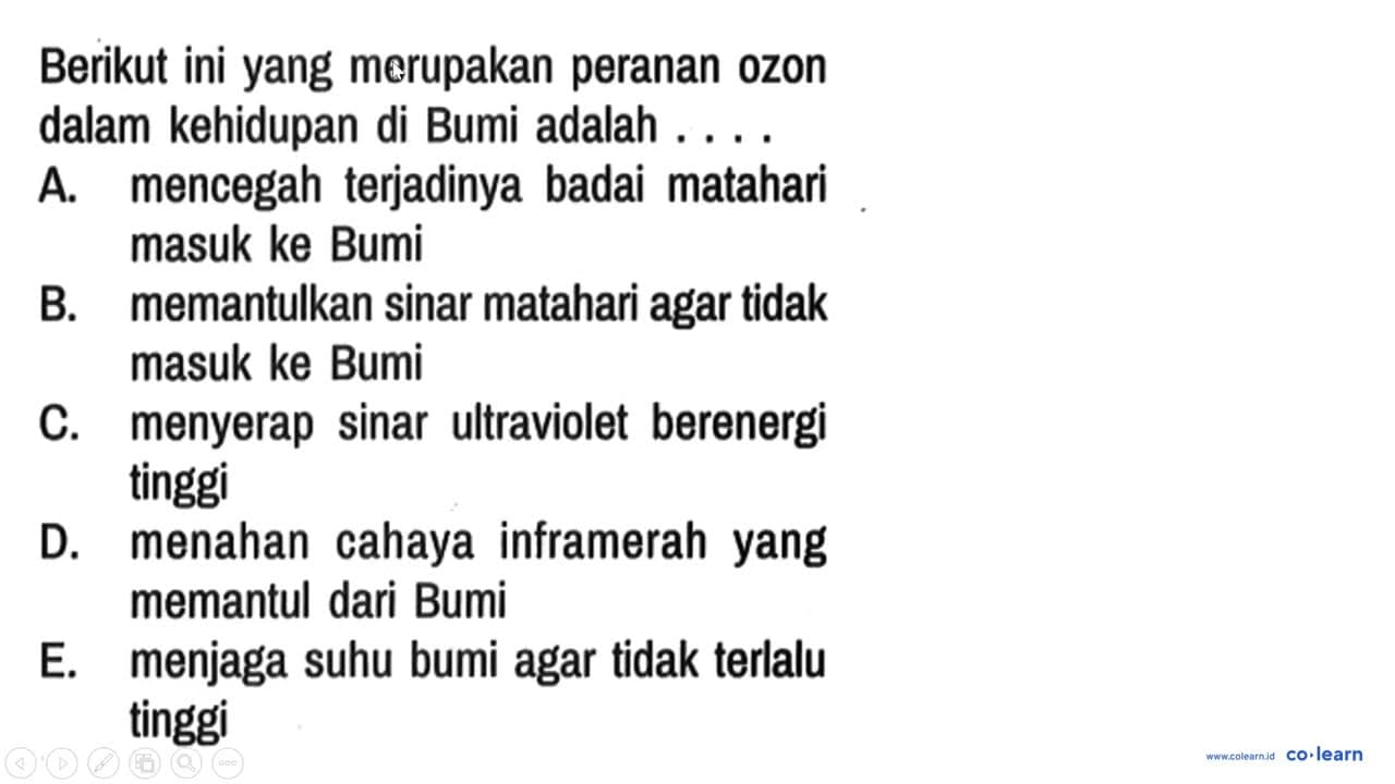 Berikut ini yang merupakan peranan ozon dalam kehidupan di