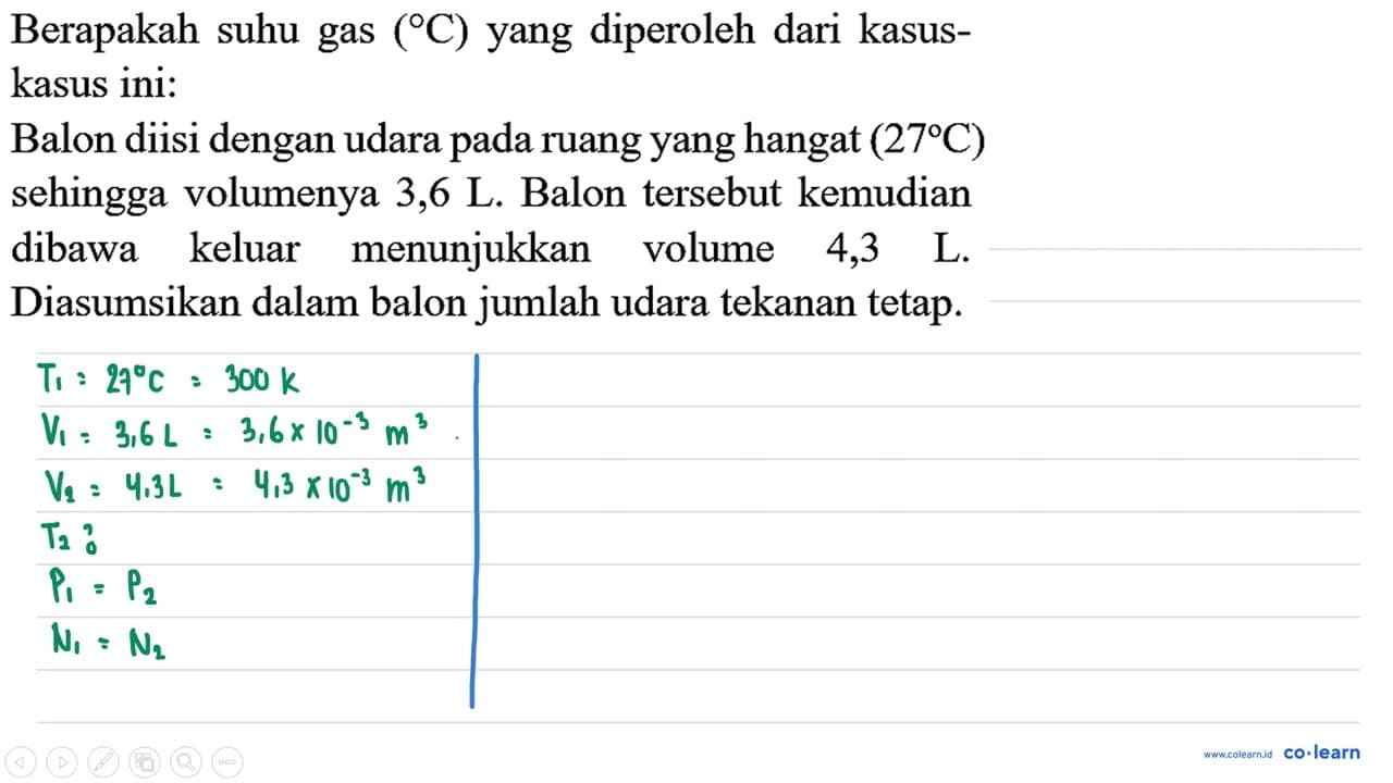 Berapakah suhu gas ({ ) C) yang diperoleh dari kasuskasus