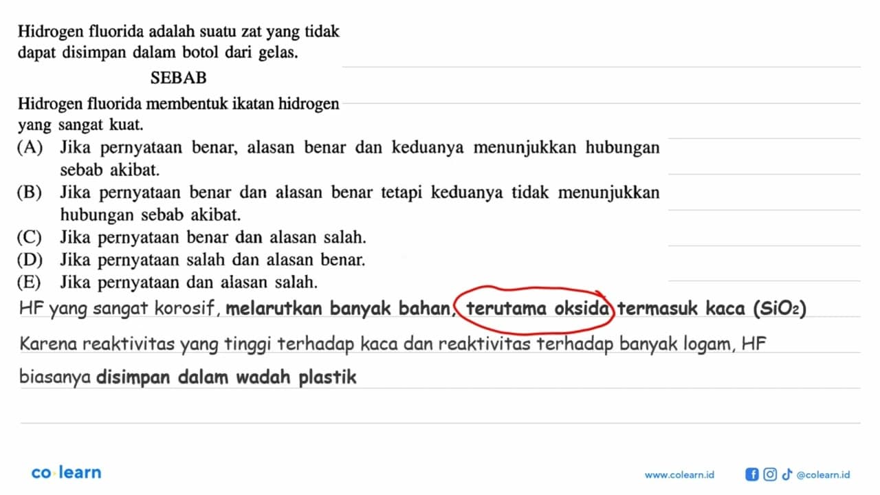 Hidrogen fluorida adalah suatu zat yang tidak dapat