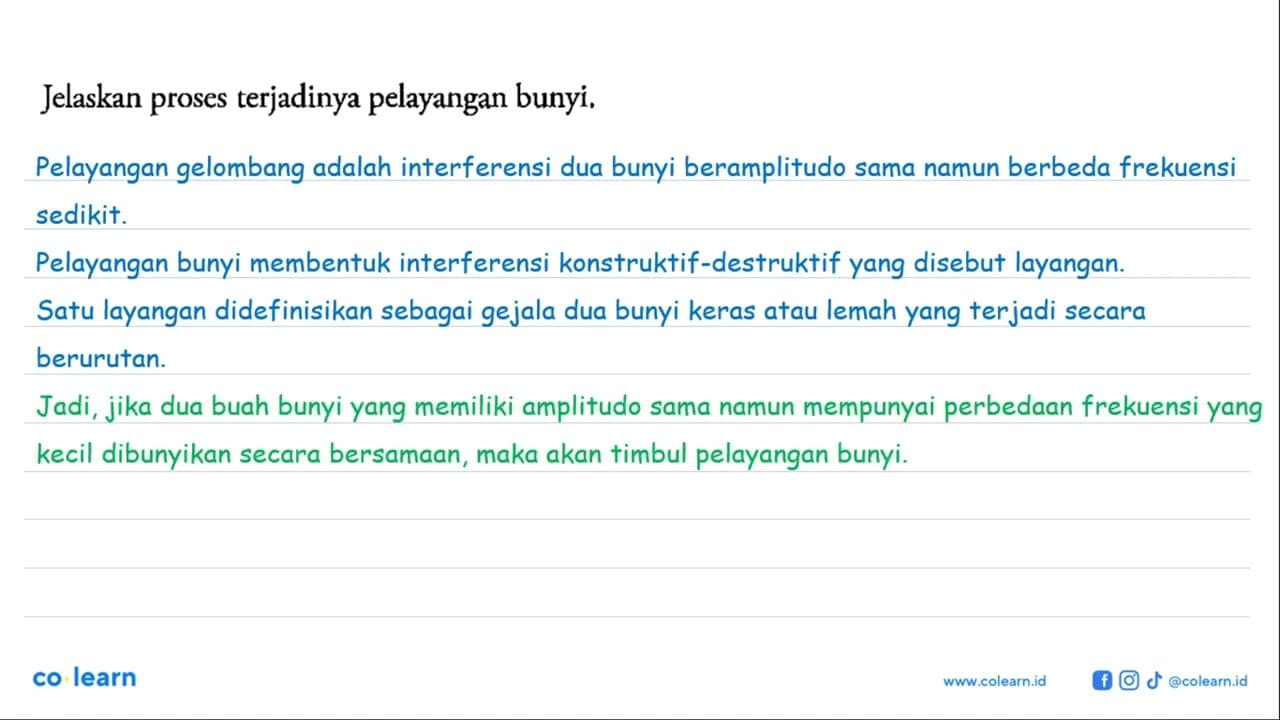 Jelaskan proses terjadinya pelayangan bunyi.