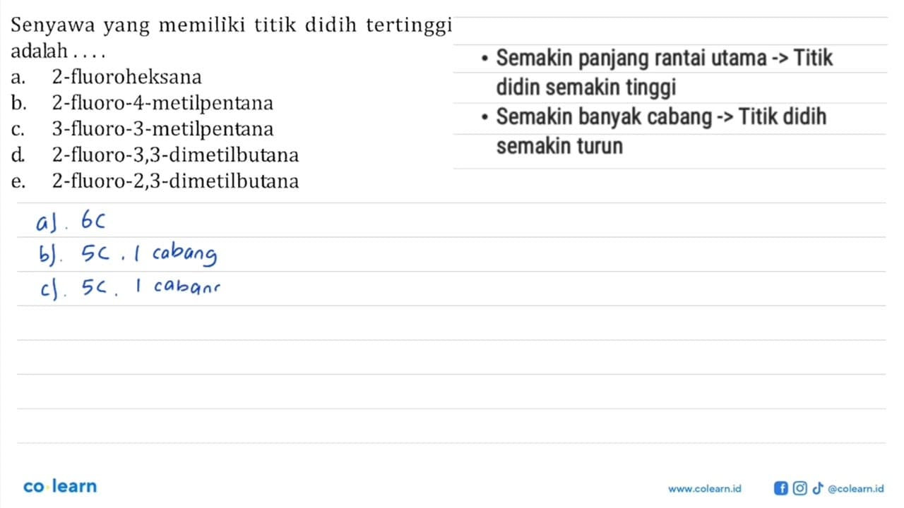 Senyawa yang memiliki titik didih tertinggi adalah ....a.