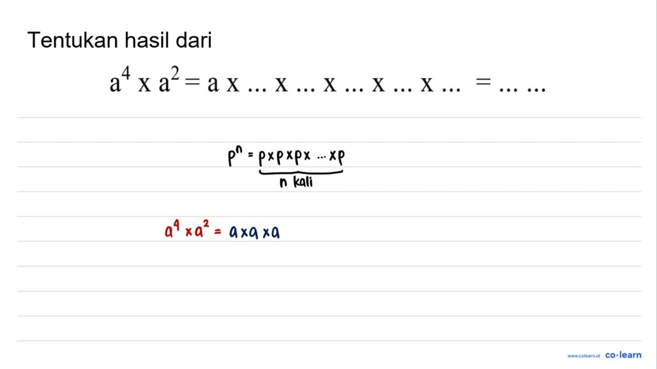 a^4 x a^2=a x ... x ... x ... x ... x ...=......