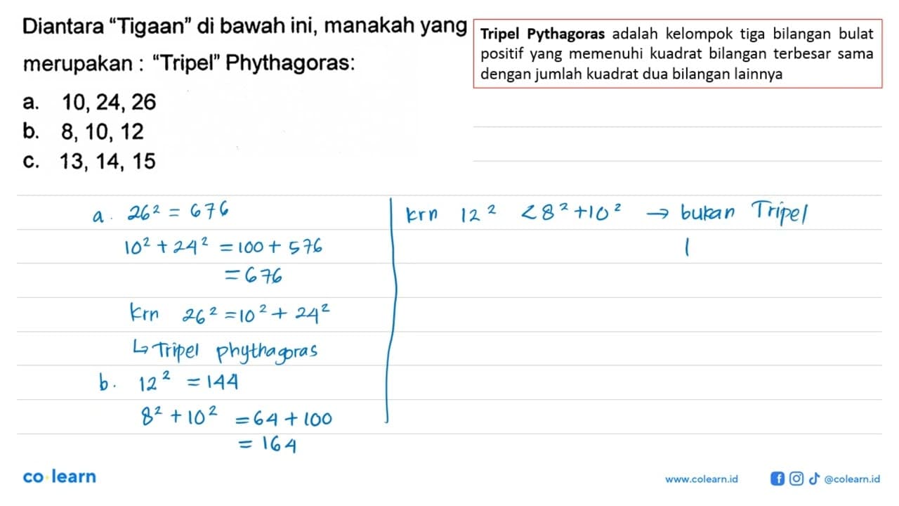 Diantara 'Tigaan' di bawah ini, manakah yang merupakan: