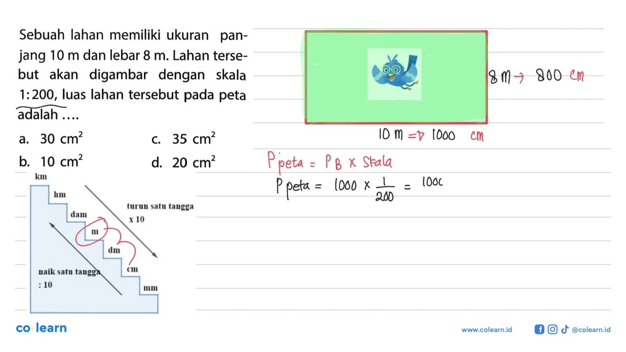 Sebuah lahan memiliki ukuran pan- jang 10 m dan lebar 8 m.