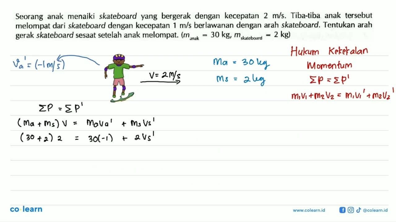 Seorang anak menaiki skateboardyang bergerak dengan