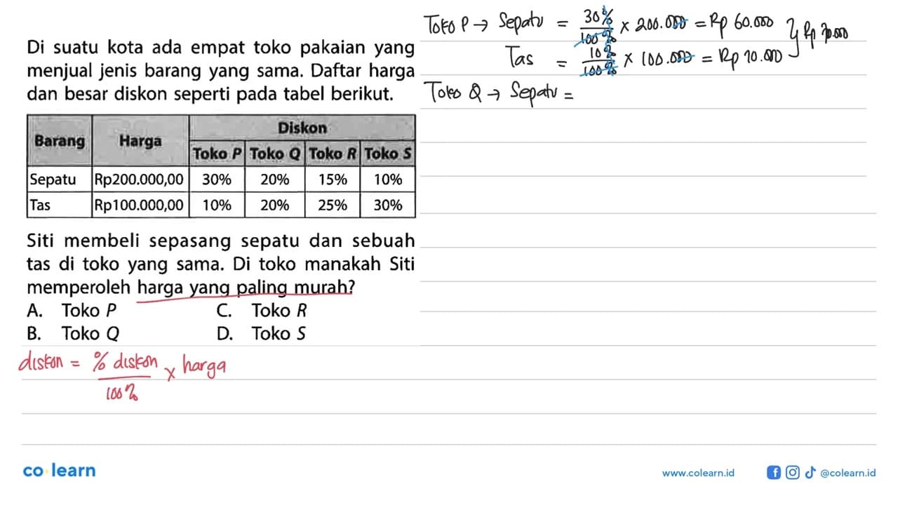 Di suatu kota ada empat toko pakaian yang menjual jenis