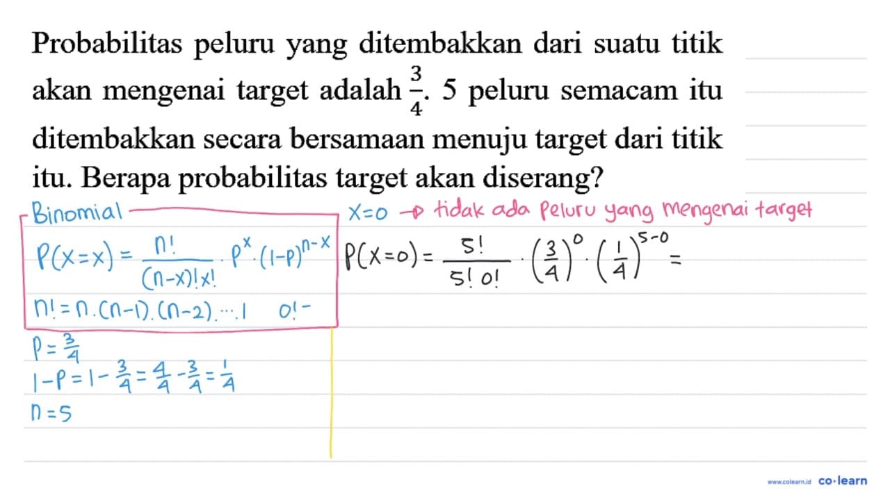 Probabilitas peluru yang ditembakkan dari suatu titik akan