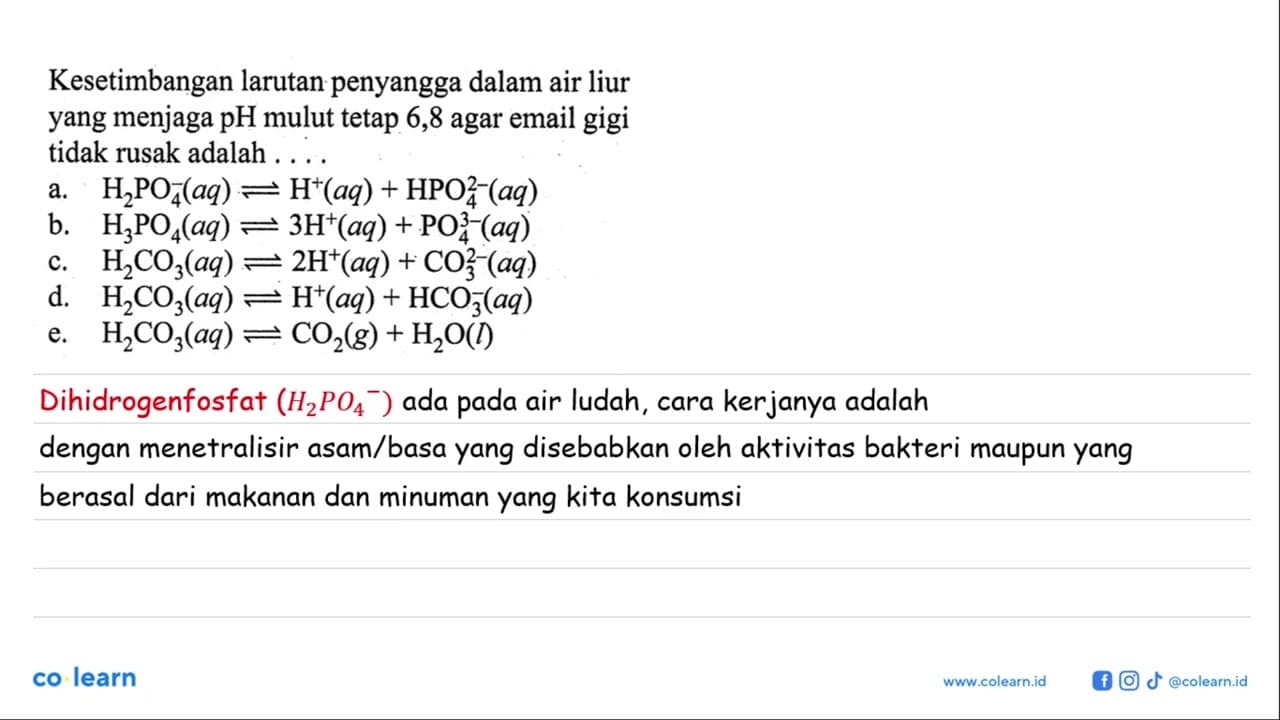 Kesetimbangan larutan penyangga dalam air liur yang menjaga