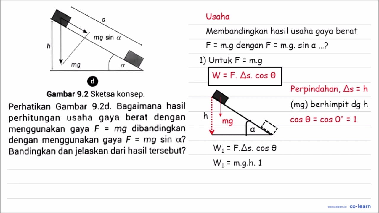 h mg alpha mg sin alpha s d Gambar 9.2 Sketsa konsep.