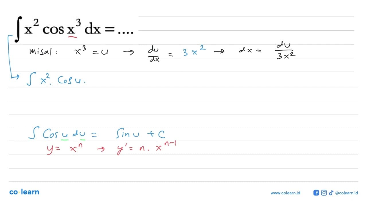 integral x^2 cos x^3 dx=...