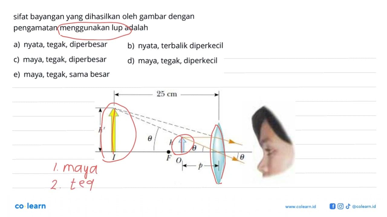 sifat bayangan yang dihasilkan oleh gambar dengan