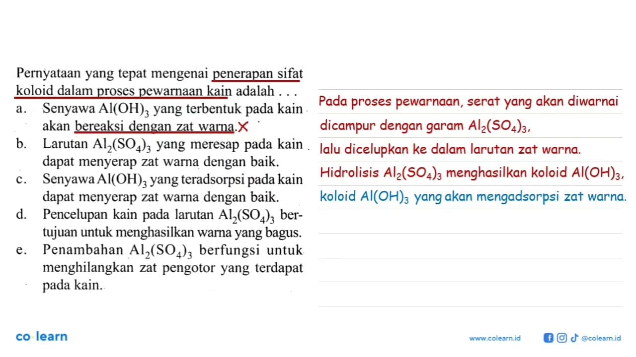 Pernyataan yang tepat mengenai penerapan sifat koloid dalam