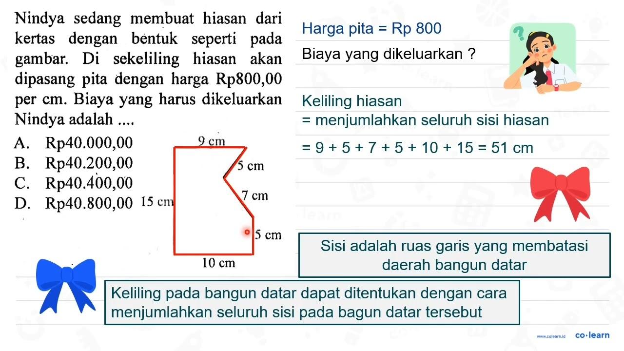 Nindya sedang membuat hiasan dari kertas dengan bentuk