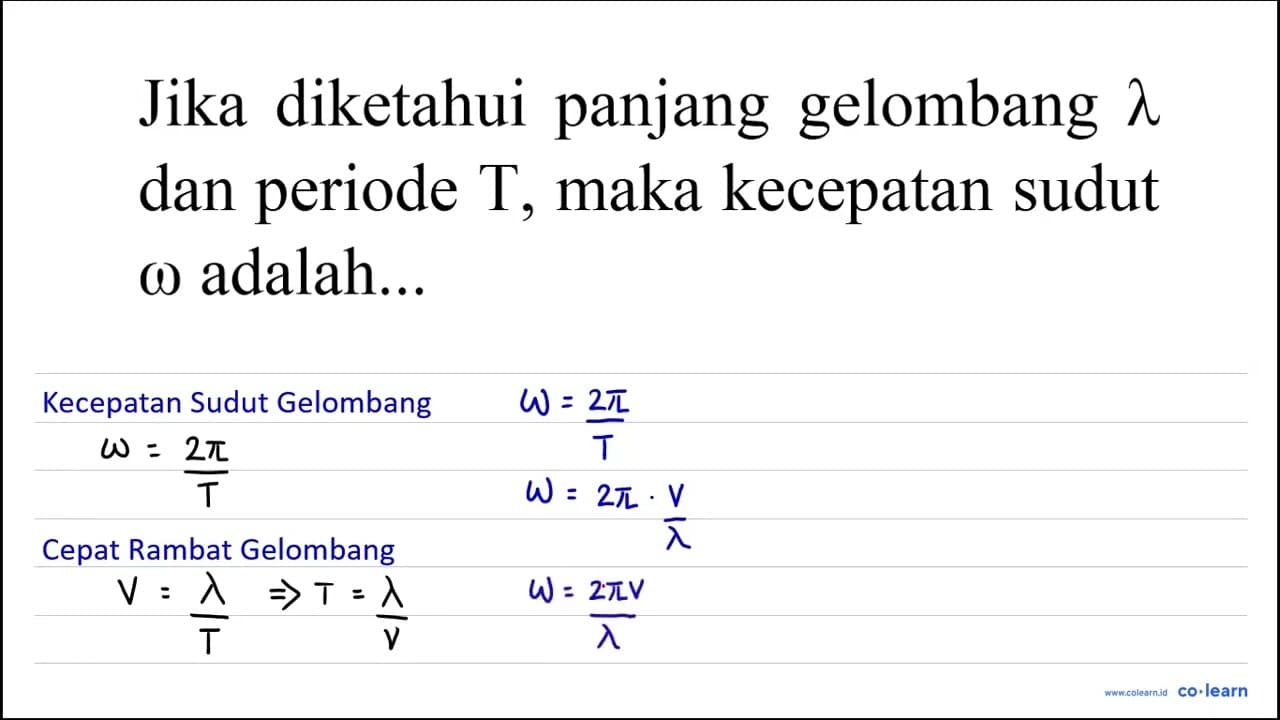 Jika diketahui panjang gelombang lambda dan periode T ,