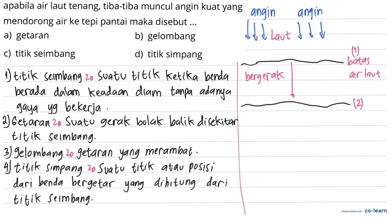 apabila air laut tenang, tiba-tiba muncul angin kuat yang