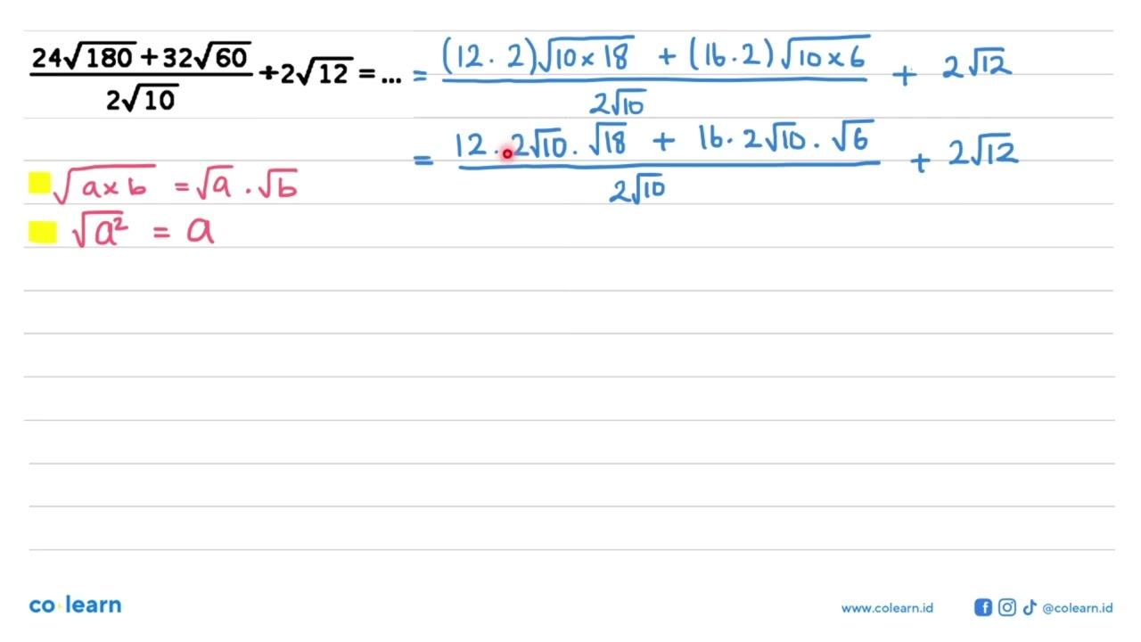 (24 akar(180) + 32 akar(60)) / (2 akar(10)) + 2