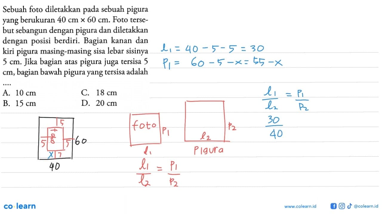 Sebuah foto diletakkan pada sebuah pigura yang berukuran 40