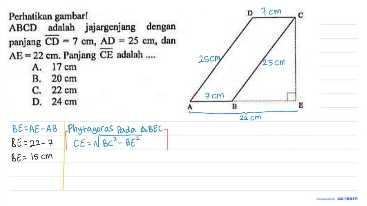 Perhatikan gambar! ABCD adalah jajargenjang dengan panjang