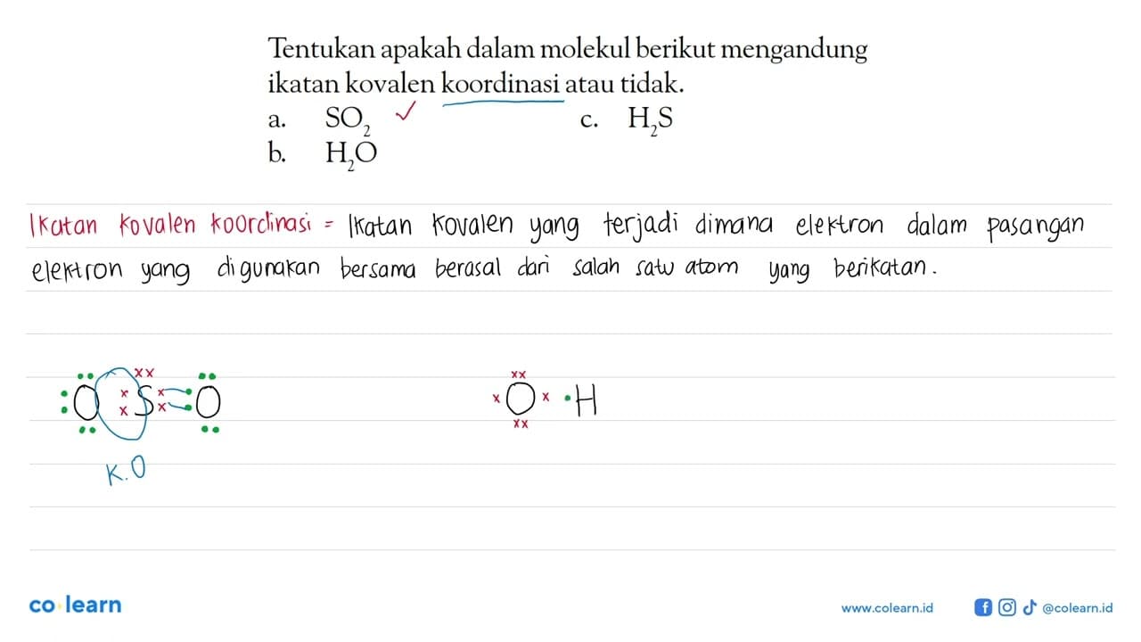 Tentukan apakah dalam molekul berikut mengandung ikatan