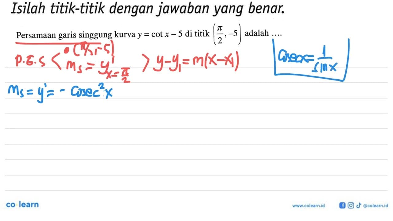 Isilah titik-titik dengan jawaban yang benar. Persamaan